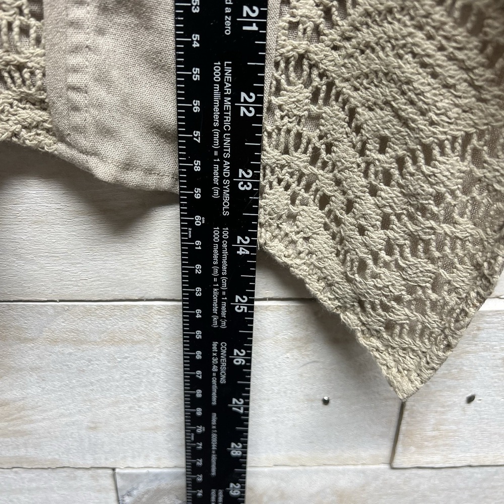 Chicos Vest Womens 2 US Large Beige Crochet Sleeveless Open Front‎ Asymetrical - Picture 9 of 9
